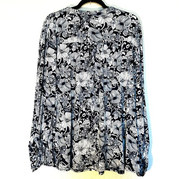 White Mark NavyBlue/White Blouse 1X - Picture 2 of 5